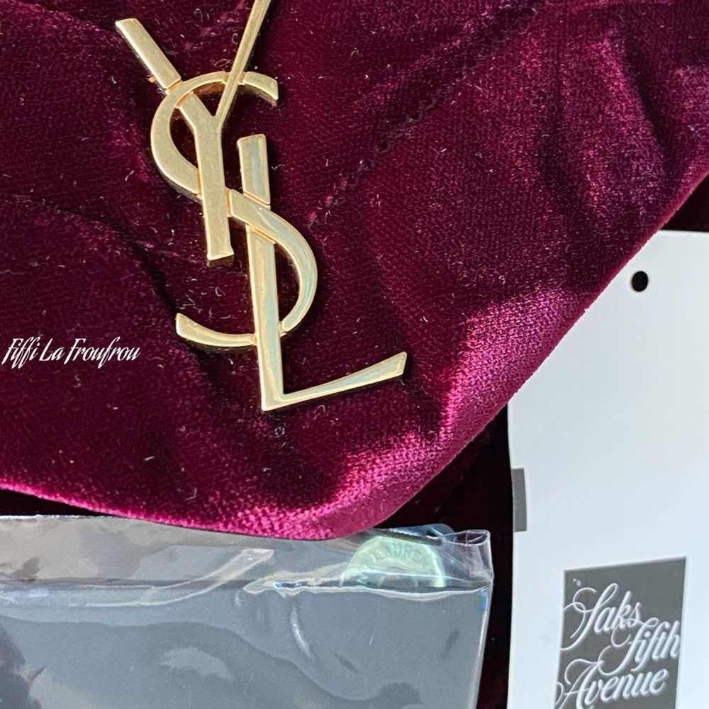 Yves Saint Laurent Deep Red Velvet Crossbody Bag - Picture 15 of 16